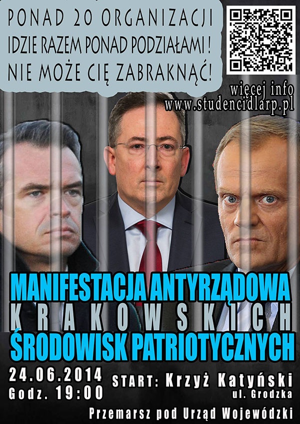 Antyrządowa manifestacja krakowskich środowisk patriotycznych