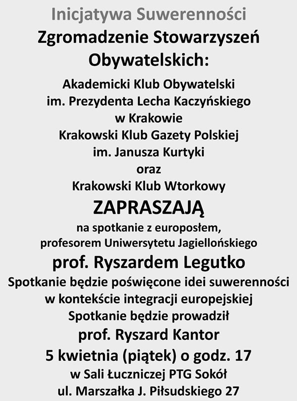 Spotkanie z europosłem prof. Ryszardem Legutko