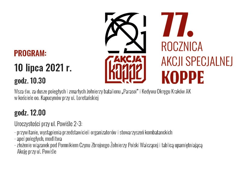 77. ROCZNICA AKCJI SPECJALNEJ KOPPE 10 lipca 2021 r.